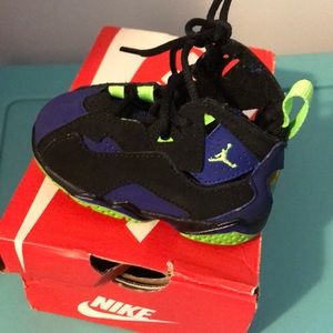 Toddler Size 4 black, blue and green Jordan's
